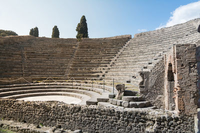 Exterior of old temple against sky