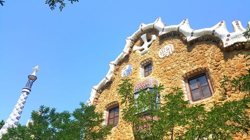 Low angle view of historic building against clear sky