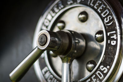 Close-up of locker handle