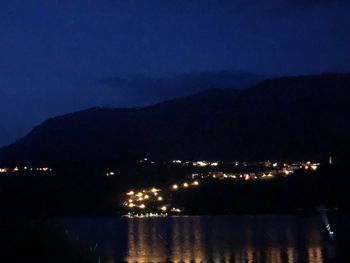 Scenic view of lake against sky at night