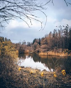Scenic view of lake against sky
