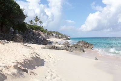 Scenic view of beach against sky