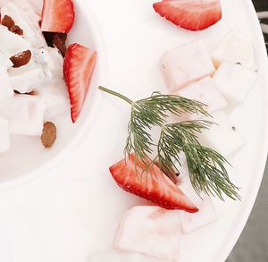 High angle view of food in plate