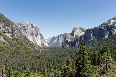 Scenic view of mountains against clear sky