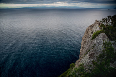 Wide-angle shot of suruga bay with shizuoka prefecture on the opposite side of the bay.