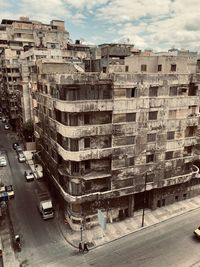 High angle view of street amidst buildings in city