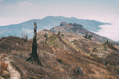 Scenic view of mountains against sky