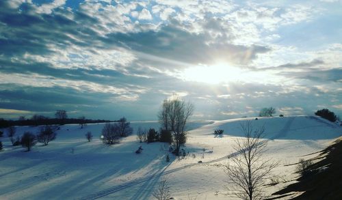 Scenic view of snow covered landscape