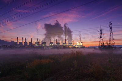 Coal power plants smoke, industrial pollution causes atmospheric pollution and problems,