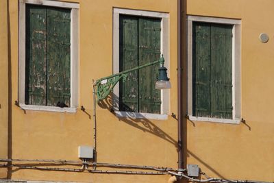 Open door of building