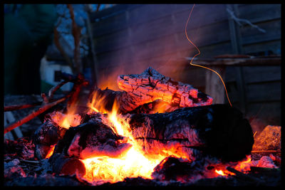 Close-up of bonfire