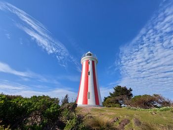 Low angle view of lighthouse against sky