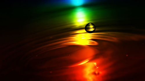 Close-up of drop falling in water