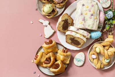 High angle view of food on table