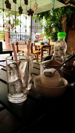 Close-up of wine glass on table at restaurant