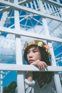 Portrait of young woman looking away