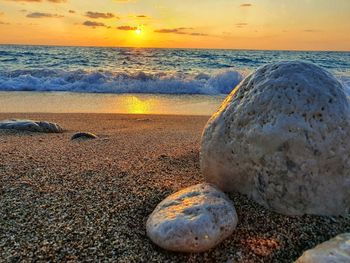 Scenic view of sea during sunset