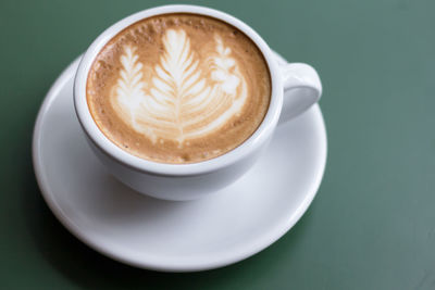 High angle view of cappuccino