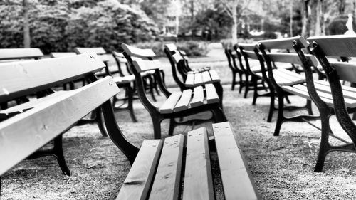 Empty bench in park