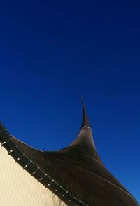 Low angle view of built structure against clear blue sky