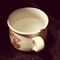 High angle view of coffee on table