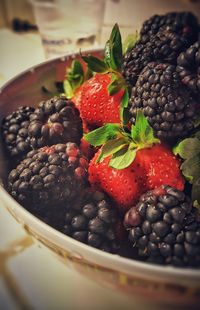 Close-up of strawberries in bowl