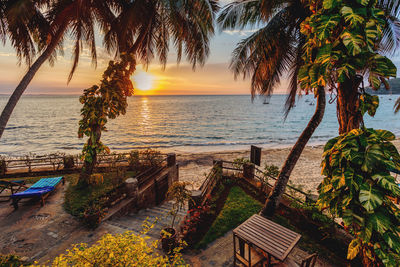 Scenic view of sea during sunset