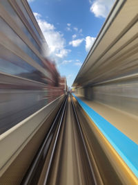 Blurred motion of train against sky