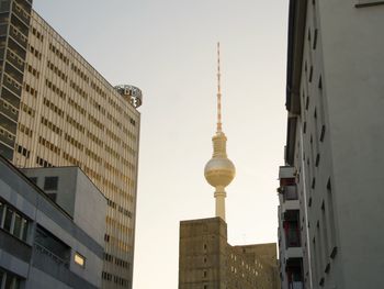 Low angle view of communications tower