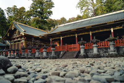 Surface level of temple against building