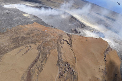 High angle view of mountain range against sky