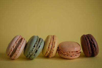 Close-up of cake against white background