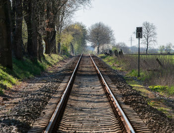 Long railroad track extends towards the horizon
