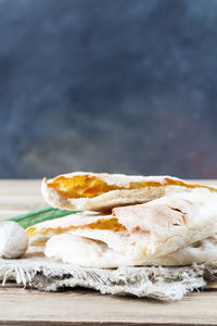 Close-up of food on table