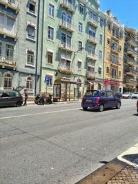 View of city street and buildings