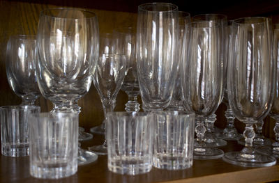 Close-up of glasses on table