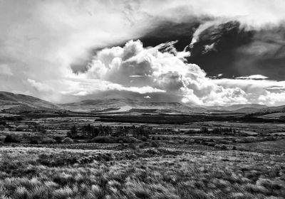 Scenic view of land against sky