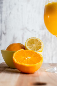 Close-up of orange on table