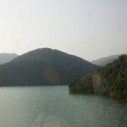 Scenic view of lake and mountains