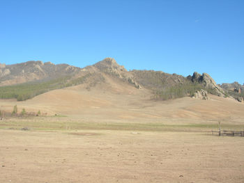 Scenic view of landscape against clear sky