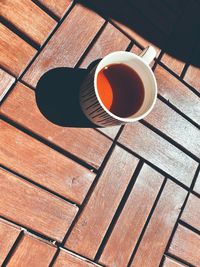 High angle view of coffee on table