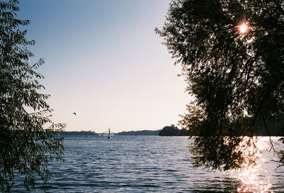 Scenic view of sea against clear sky