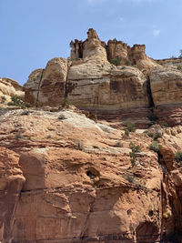 Low angle view of rock formations