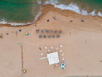 High angle view of people on beach