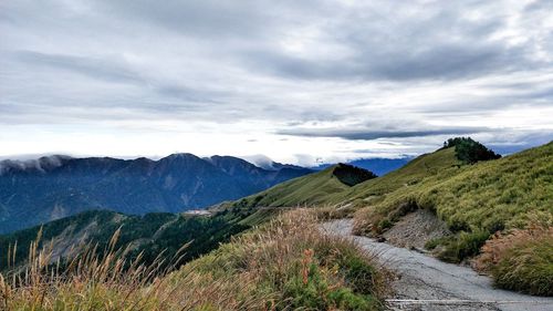 Scenic view of mountains against sky