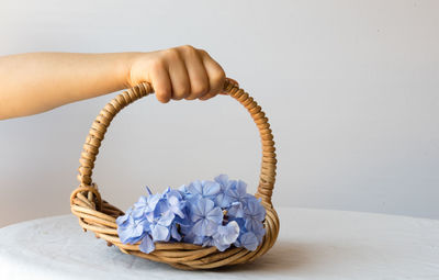 Close-up of human hand on table