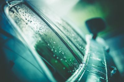 Close-up of wet car
