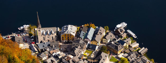 High angle view of buildings in hallstatt 