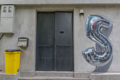 Close-up of closed door of building