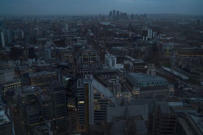 High angle view of buildings in city